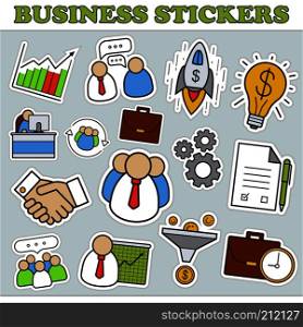 Business patches. Color stickers, pins and badges set. Vector isolated illustrations. Business patches