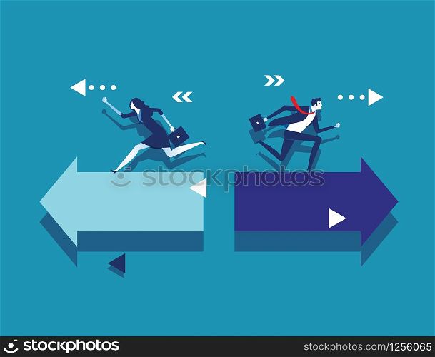 Business people and different way. Concept business vector illustration. Flat design style.