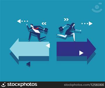 Business people and different way. Concept business vector illustration. Flat design style.