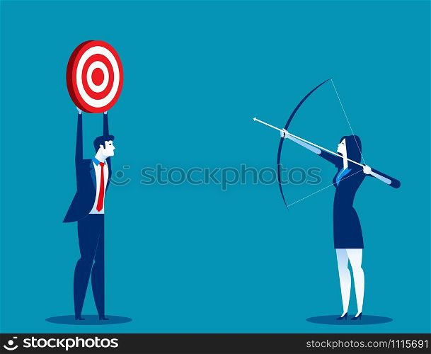 Business people and goal achievement for success. Concept business vector illustration.. Business people and goal achievement for success. Concept business vector illustration.