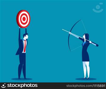 Business people and goal achievement for success. Concept business vector illustration.. Business people and goal achievement for success. Concept business vector illustration.