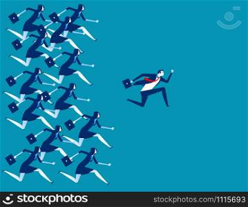 Business people and leader running to success. Concept business vector illustration.