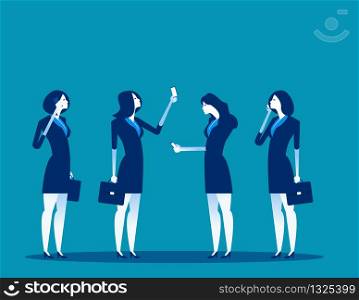 Business people and mobile users. Concept business technology vector illustration. Technology and smartphone, Communication.