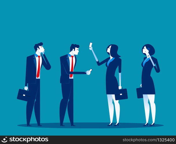 Business people and mobile users. Concept business technology vector illustration. Technology and smartphone, Communication.