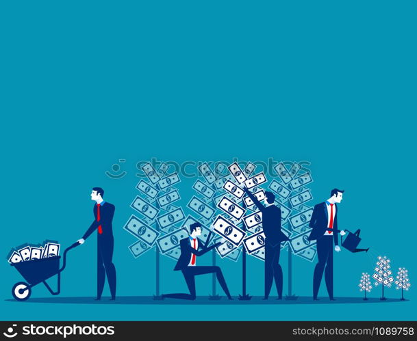 Business people and money tree. Concept business vector illustration.