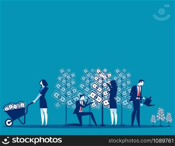 Business people and money tree. Concept business vector illustration.