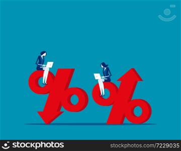 Business people and percentage signs. Concept business vector, Growth, Failing, Risk, Successful.