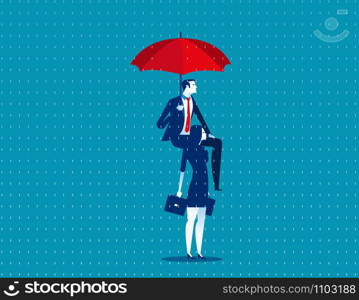 Business people and umbrella. Concept business vector illustration.