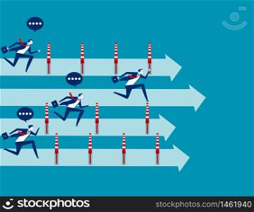 Business people and winning the race, Concept business vector illustration, Flat business cartoon, Unfair, Competition, Running to success.