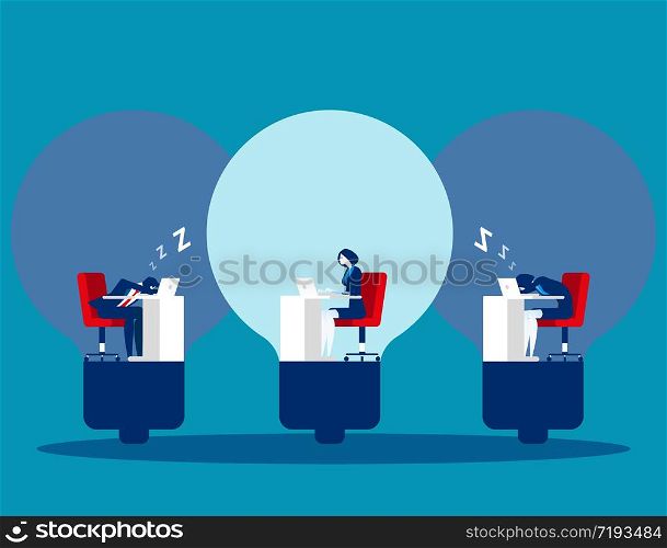 Business people and working efficiency. Concept business vector illustration. Flat character design. Sleeping, Relaxing.