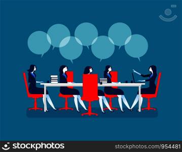 Business people brainstorming. Concept business illustration, businesswomen meeting for marketing deals to sucess. Vector flat