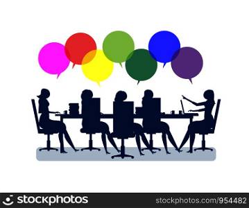 Business people brainstorming. Concept business illustration, businesswomen meeting for marketing deals to sucess. Vector flat. Business people brainstorming. Concept business illustration, businesswomen meeting for marketing deals to sucess. Vector flat