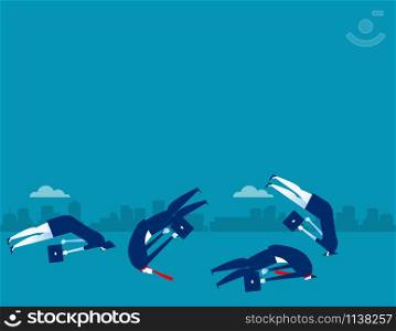 Business people burying head in the ground. Concept business vector illustration.