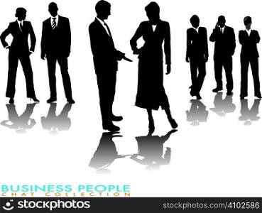 business people chatting in silhouette with a gradient shadow