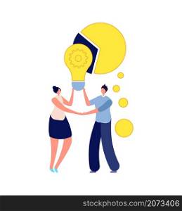 Business people collaboration. Teamwork, flat man woman have new idea. Young startup, profitable project vector concept. Illustration teamwork meeting, corporate collaboration. Business people collaboration. Teamwork, flat man woman have new idea. Young startup, profitable project vector concept