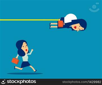 Business people competition. Concept business vector illustration, Teamwork, Office worker. Flying with bulb.