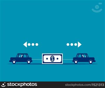 Business people competition for money. Concept business vector, Currency, Cars.