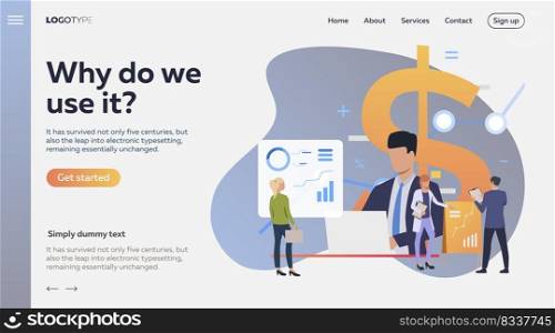Business people discussing issues and working. Planning, management, analysis flat vector illustration. Business, finance, banking concept for banner, website design or landing web page