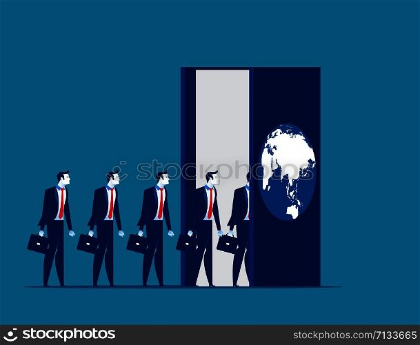 Business people entering the working world. Concept business vector illustration.