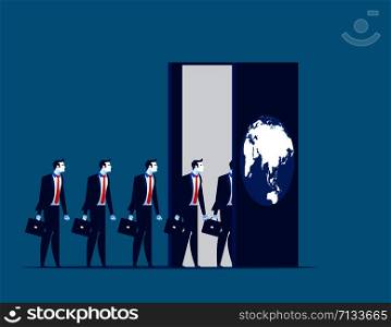 Business people entering the working world. Concept business vector illustration.