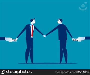Business people exchanging bribes. Concept business vector illustration, Bribing, Conspiracy, Stealing crime.