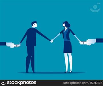 Business people exchanging bribes. Concept business vector illustration, Bribing, Conspiracy, Stealing crime.