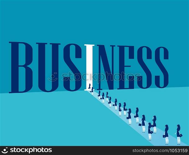 Business people go into the business world. Concept business vector illustration.