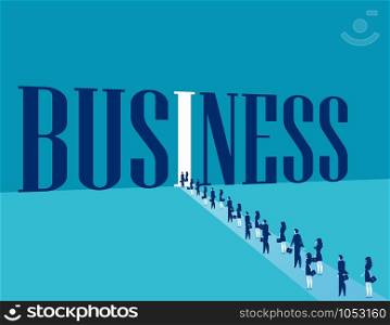 Business people go into the business world. Concept business vector illustration.