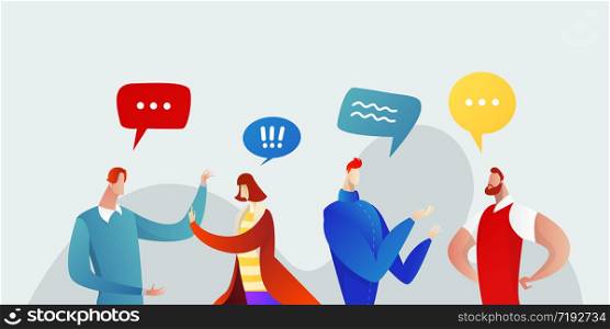 Business People Group Chat Communication Bubble Concept, Businesspeople Talking Discussing Communication Social Network Flat Vector Illustration. Business People Group Chat Communication Bubble Concept, Businesspeople Talking Discussing Communication Social Network Flat Vector Illustration.