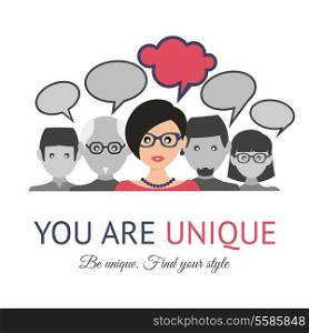 Business people group communication you are unique concept vector illustration