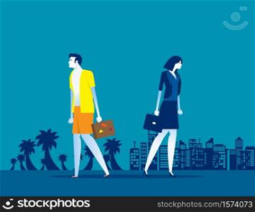 Business people holiday. Concept business vector illustration, Vacation, Relax, Enjoyment.