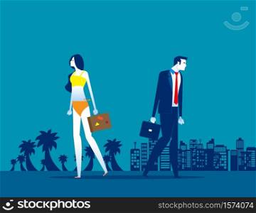Business people holiday. Concept business vector illustration, Vacation, Relax, Enjoyment.