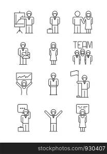 Business people icon. Team office managers relations user successful people dialog vector simple business symbols. Office team businessman, presentation and organization illustration. Business people icon. Team office managers relations user successful people dialog vector simple business symbols