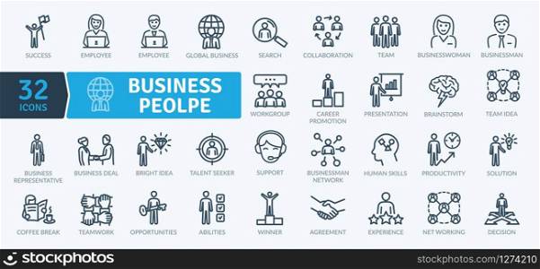 Business People Icons Pack. Thin line icons set. Flaticon collection set. Simple vector icons