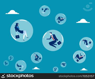 Business people inside of floating and bubbles. Concept business vector illustration.