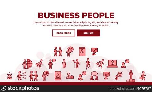Business People Leader Landing Web Page Header Banner Template Vector. Running Man Silhouette And Business Trip, Discussion And Conference Illustration. Business People Leader Landing Header Vector