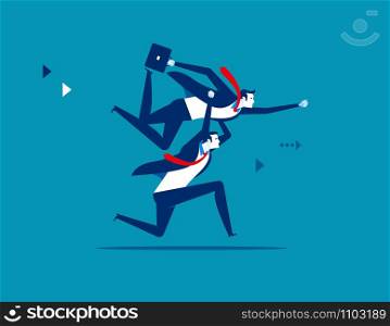 Business people lifting colleague. Concept business vector illustration.