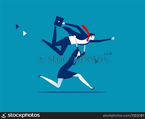 Business people lifting colleague. Concept business vector illustration.