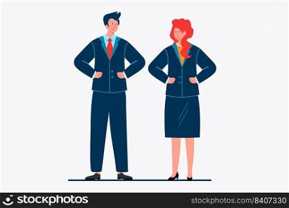 Business people meeting. Businessman, businesswoman, partners flat vector illustration. Business, collaboration, partnership concept for banner, website design or landing web page