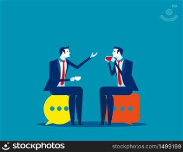 Business people meeting talking. Concept business vector illustration, Speech bubble, Meeting.