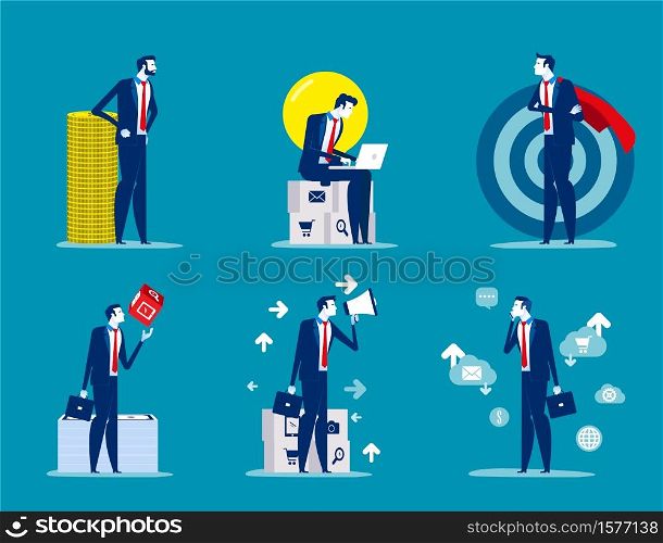 Business people office characters isolated on background. Concept business vector illustration, Achievement, planning, Growth.