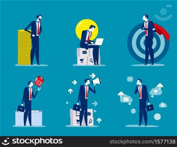 Business people office characters isolated on background. Concept business vector illustration, Achievement, planning, Growth.
