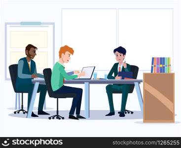 Business people. Office team cartoon characters. Group of business men, Teamwork colleagues vector concept. Illustration vector of discussion and talk, Board background.