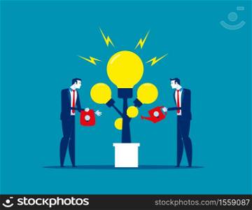Business people plant bulb and giving water. Concept business vector, Ideas, Generate, Plant