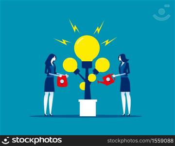 Business people plant bulb and giving water. Concept business vector, Ideas, Generate, Plant