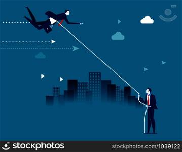 Business people playing kite. Concept business vector illustration.