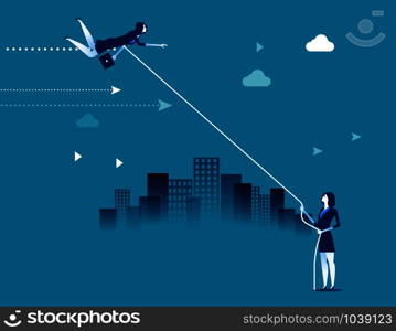 Business people playing kite. Concept business vector illustration.