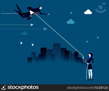 Business people playing kite. Concept business vector illustration.