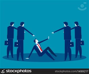 Business people pointing to penalty in the team. Concept business vector, Teamwork, Blaming, Bullying.