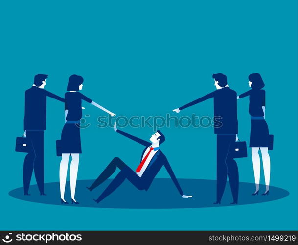 Business people pointing to penalty in the team. Concept business vector, Teamwork, Blaming, Bullying.